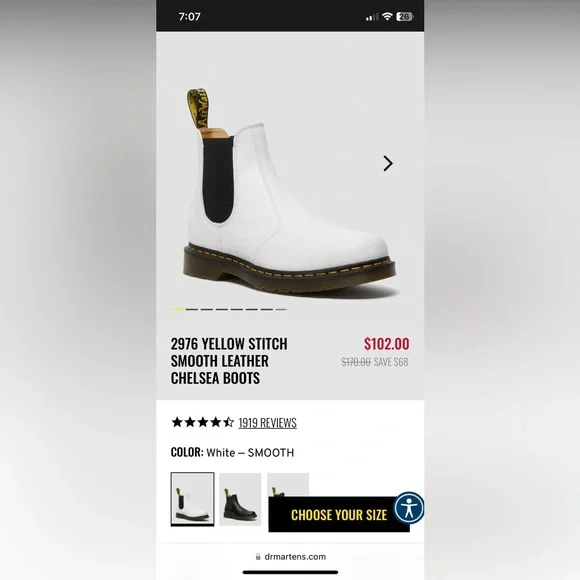 White Dr Martens Chelsea Boot size 8 - Picture 10 of 14